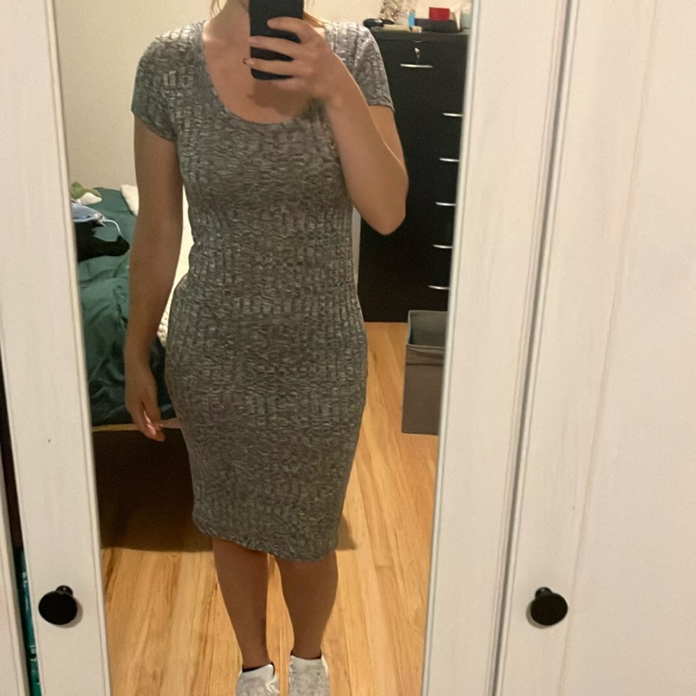 Gray Short Sleeve Dress